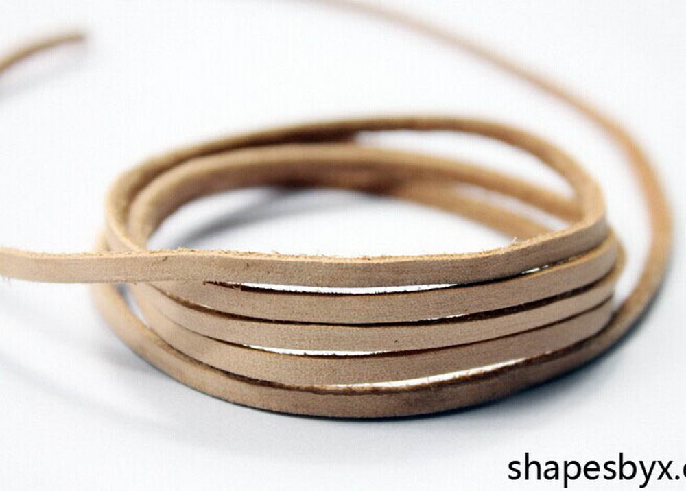 3x2mm Flat Leather Cords Tan Natural Genuine Leather Strap Leather Strip 2 Yards