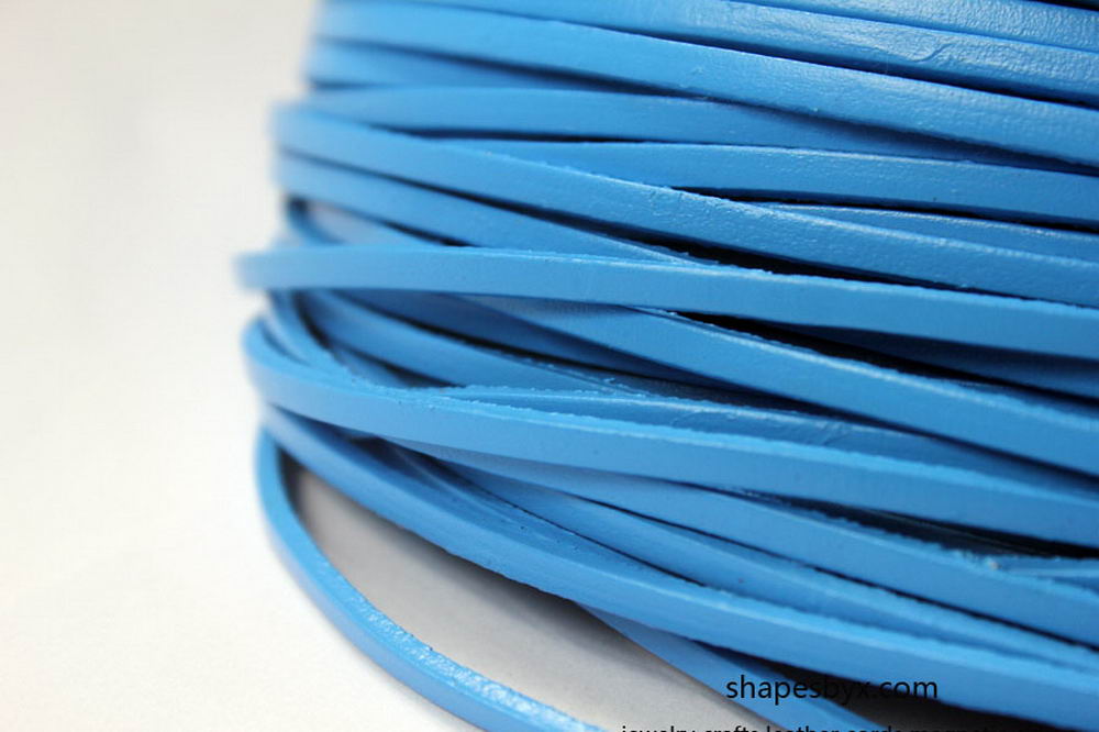 shapesbyX-3x2mm Flat Leather Cords Blue Genuine Leather Strap Leather Strip 2 Yards