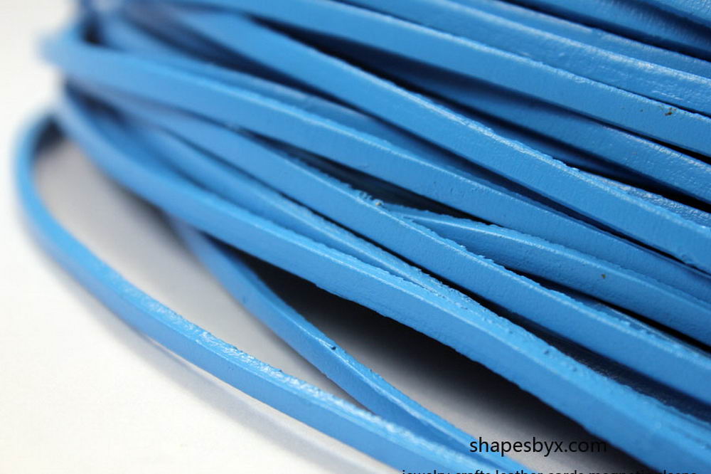 shapesbyX-3x2mm Flat Leather Cords Blue Genuine Leather Strap Leather Strip 2 Yards