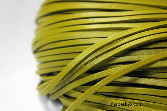 3x2mm Flat Leather Cords Apple Green Genuine Leather Strap Leather Strip 2 Yards