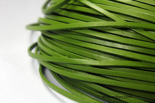 3x2mm Flat Leather Cords Green Genuine Leather Strap Leather Strip 2 Yards