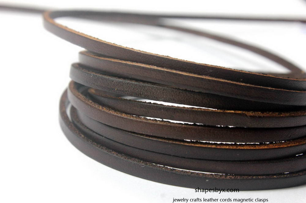 3x2mm Flat Leather Cords Distressed Dark Brown Genuine Leather Strap Leather Strip 2 Yards