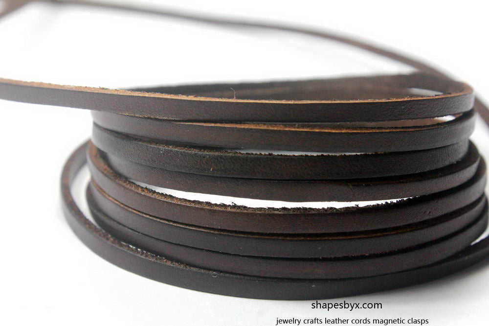 shapesbyX-3x2mm Flat Leather Cords Dark Brown Genuine Leather Strap Leather Strip 2 Yards