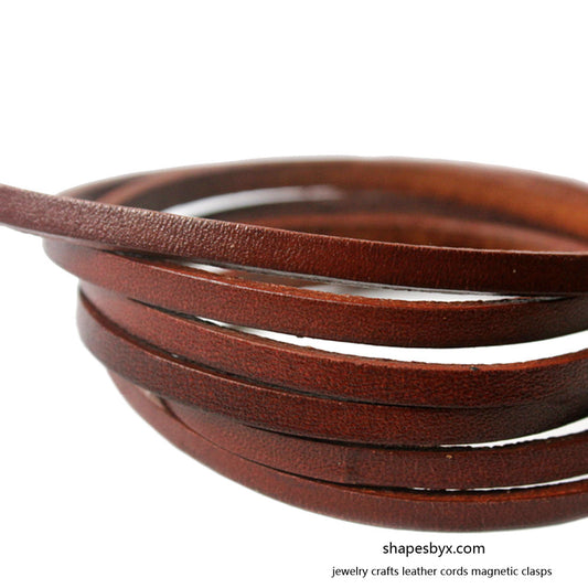 4x2mm Flat Leather Cords Genuine Leather Strip 4mm Jewelry Making Tie 2 Yards Distressed Brown