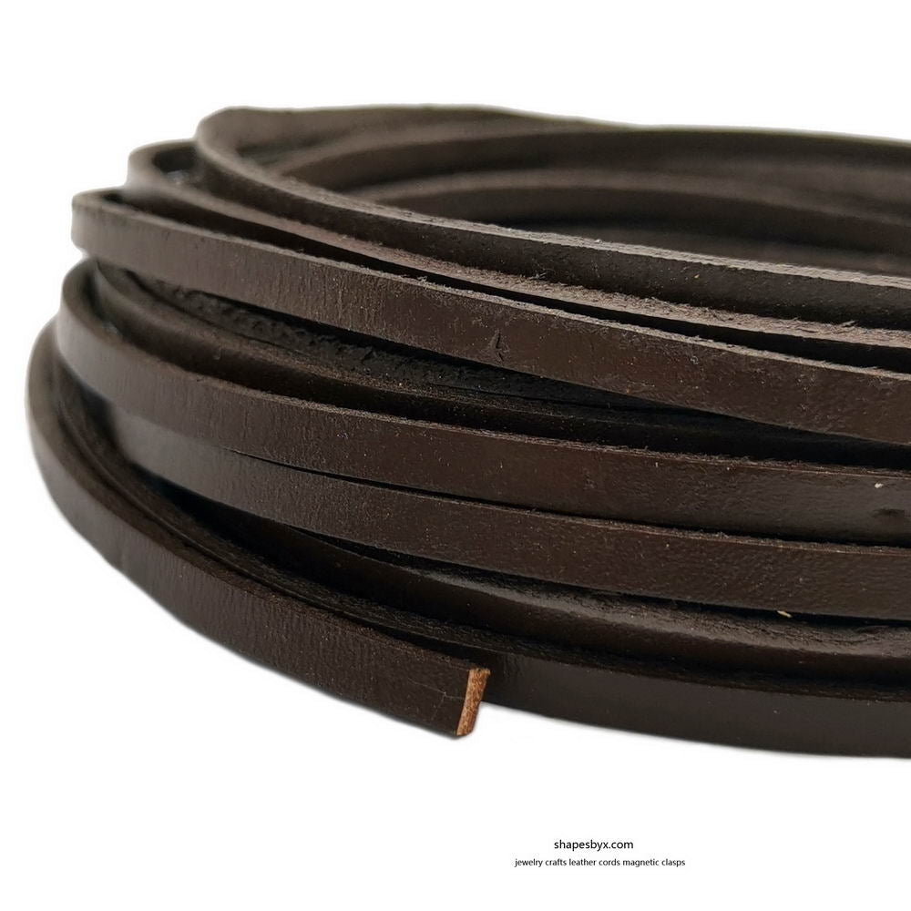 shapesbyX-4x2mm Flat Leather Cords Genuine Leather Strip 4mm Jewelry Making Tie 2 Yards Distressed Brown