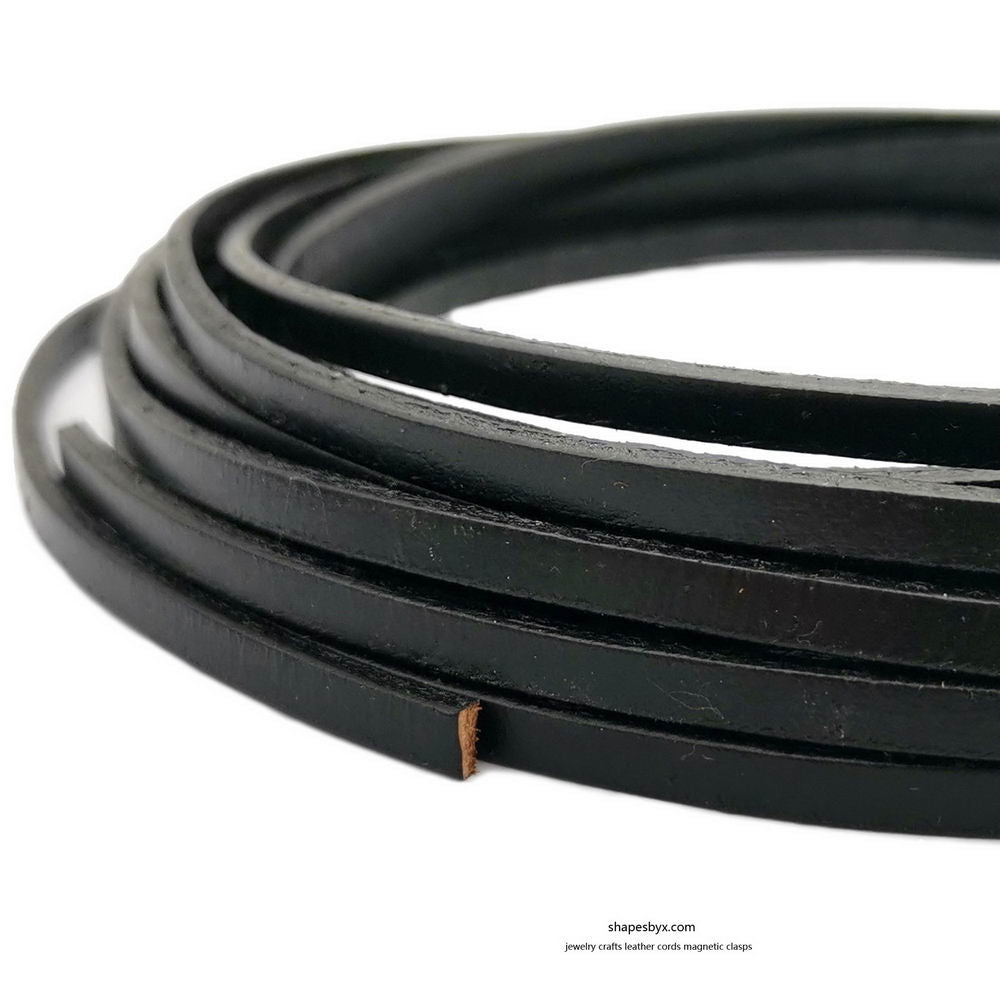 shapesbyX-4x2mm Flat Leather Cords Genuine Leather Strip 4mm Jewelry Making Tie 2 Yards Dark Brown