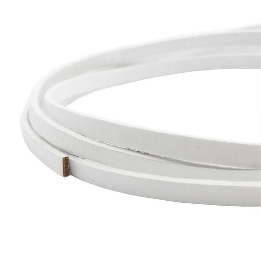 5mmx2mm Flat Leather Cord 5mm Real Leather Strip White