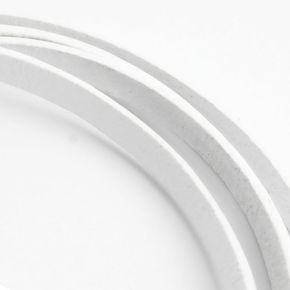 ShapesbyX-5 mm x 2 mm flaches Lederband, 5 mm Echtlederstreifen, weiß