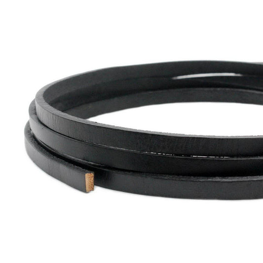 5mmx2mm Flat Leather Cord 5mm Real Leather Strip Black