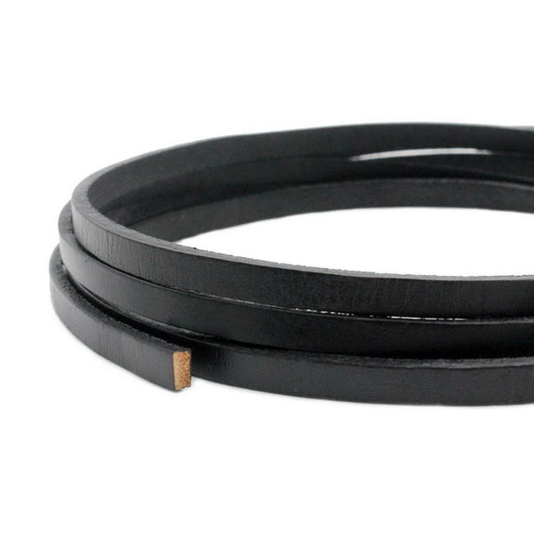 shapesbyX-5mm Flat Leather Cord 5x2mm Genuine Leather Strip Jewelry Ma