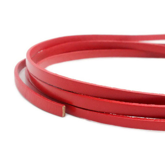 5mm Flat Leather Cord 5x2mm Real Leather Strap Red