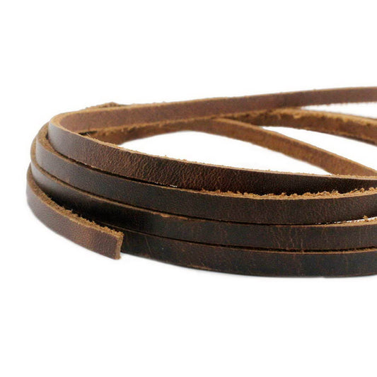 5mmx2mm Flat Leather Cord 5mm Real Leather Strip Tan Rustic Brown