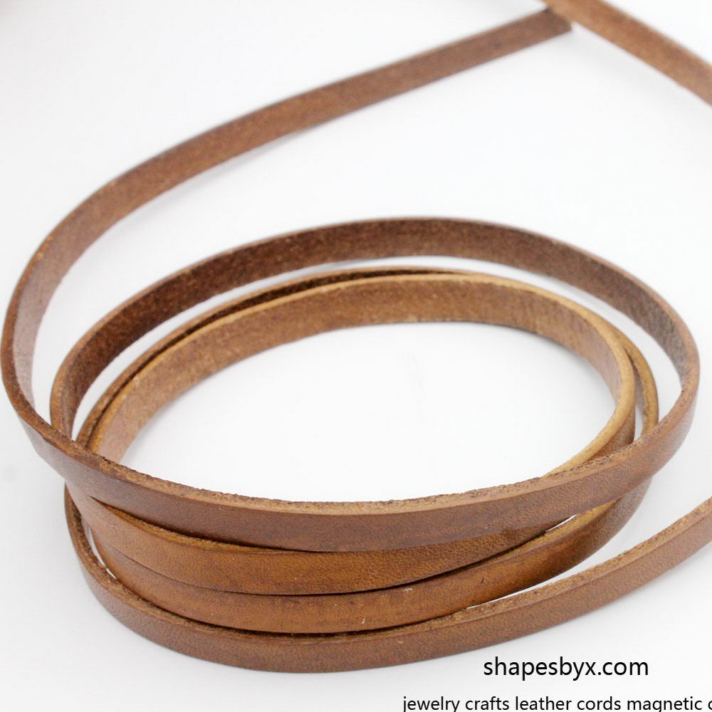 shapesbyX-6x2mm Flat Leather Cords Genuine Leather Strip 6mm Jewelry Making Tie 1 Yard Distressed Brown