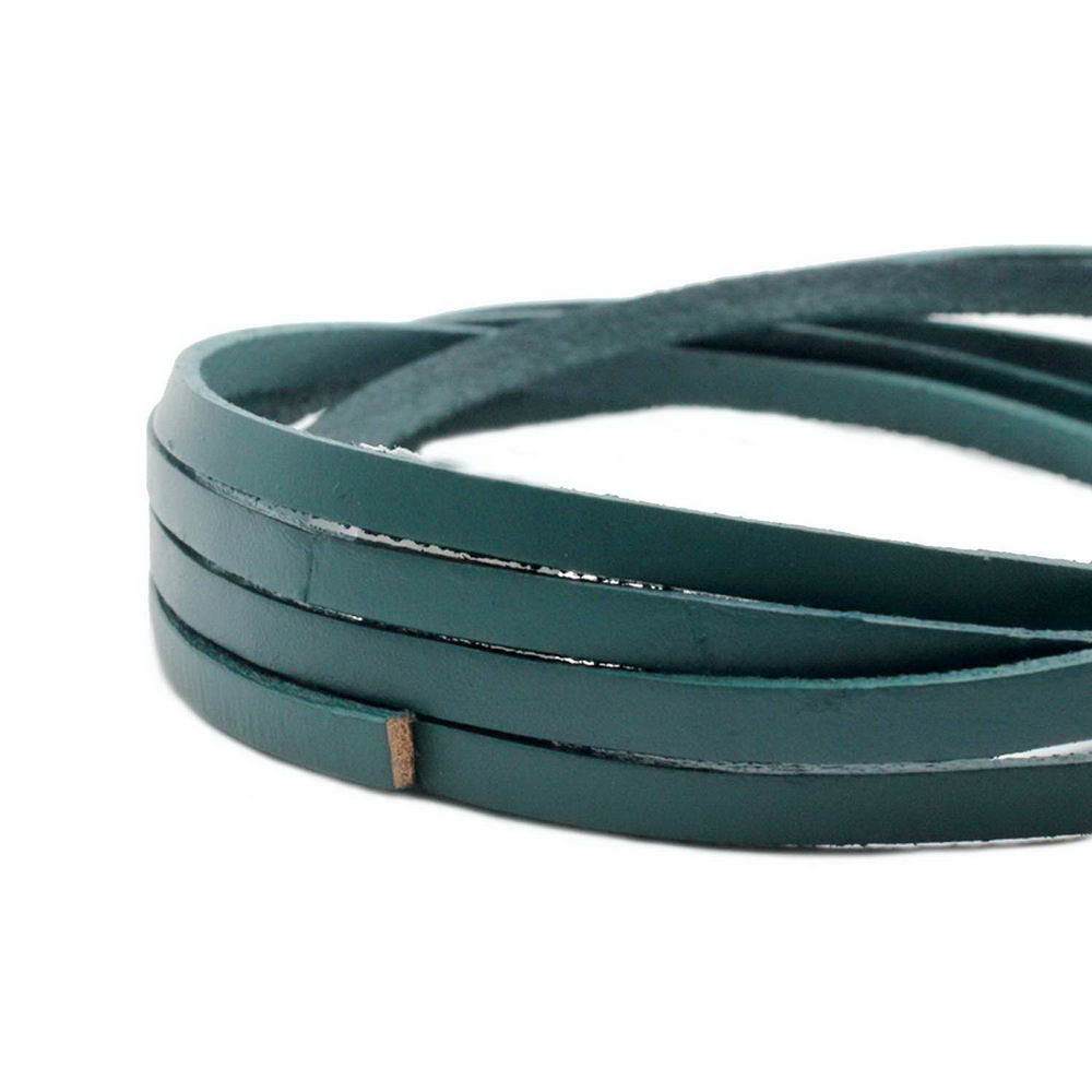 shapesbyX-5mmx2mm Flat Leather Cord 5mm Real Leather Strip Teal