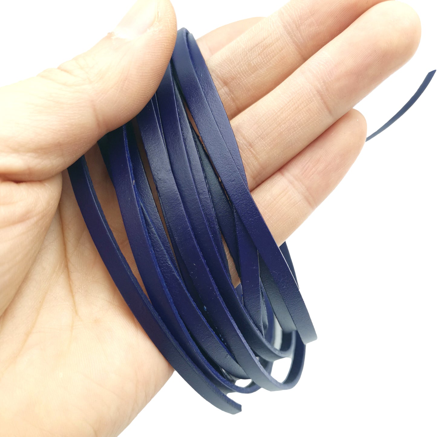 shapesbyX-5mmx2mm Flat Leather Cord 5mm Real Leather Strip Blueish Purple
