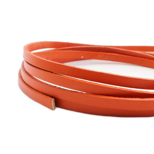 5mmx2mm Flat Leather Cord 5mm Real Leather Strip Orange