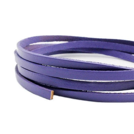 Purple Leather Strip 5x2mm Flat Leather Cords Genuine Cow Hide Jewelry Making