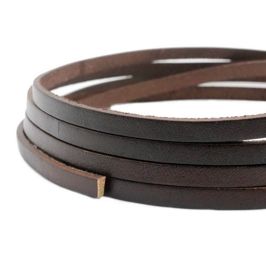 Distressed Dark Brown Leather Strip 5x2mm Flat Leather Cords Jewelry Making Craft