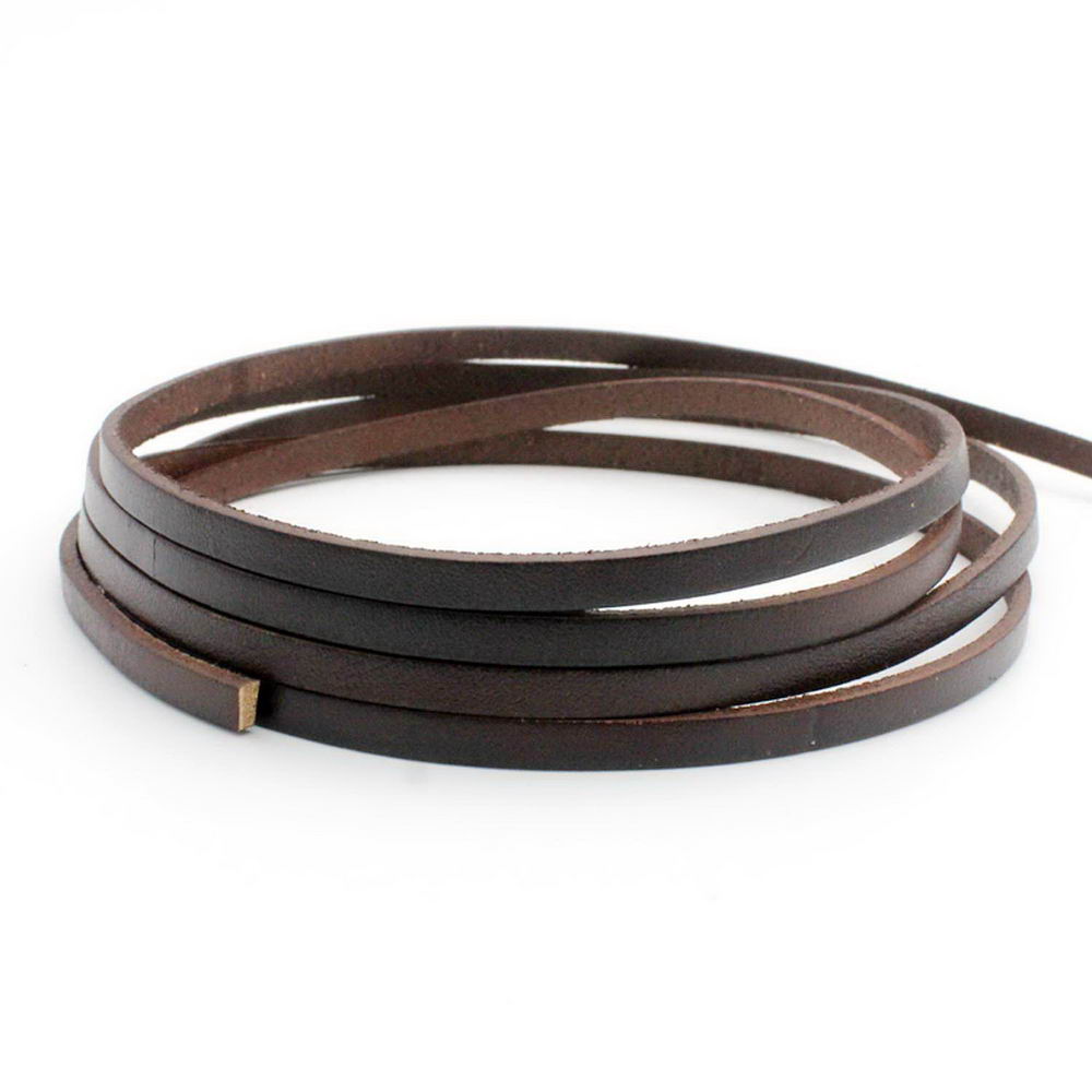 Distressed Dark Brown Leather Strip 5x2mm Flat Leather Cords Jewelry Making Craft