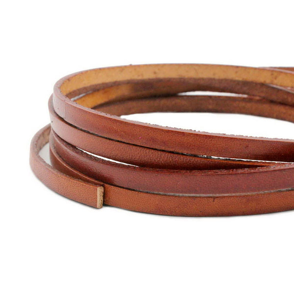 5x2mm Light Brown Flat Leather Cord, Leather for Bracelet Making