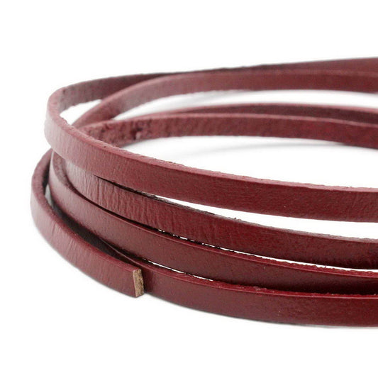 5mm Flat Leather Cord Maroon 5x2mm Leather Strip Genuine Jewelry Making