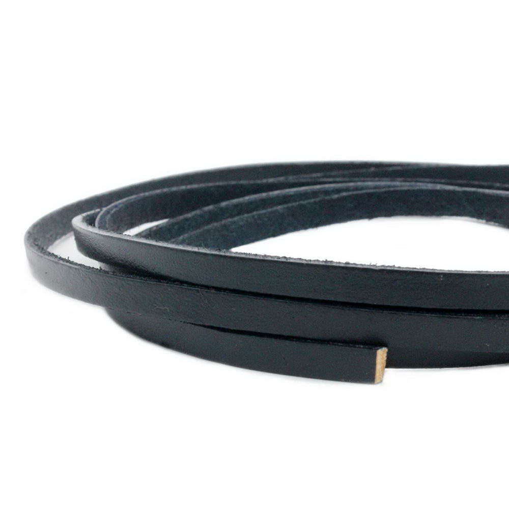 shapesbyX-5mm Flat Leather Cord 5x2mm Genuine Leather Strip Jewelry Making Navy Blue