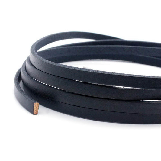 5mm Flat Leather Cord 5x2mm Genuine Leather Strip Jewelry Making Navy Blue