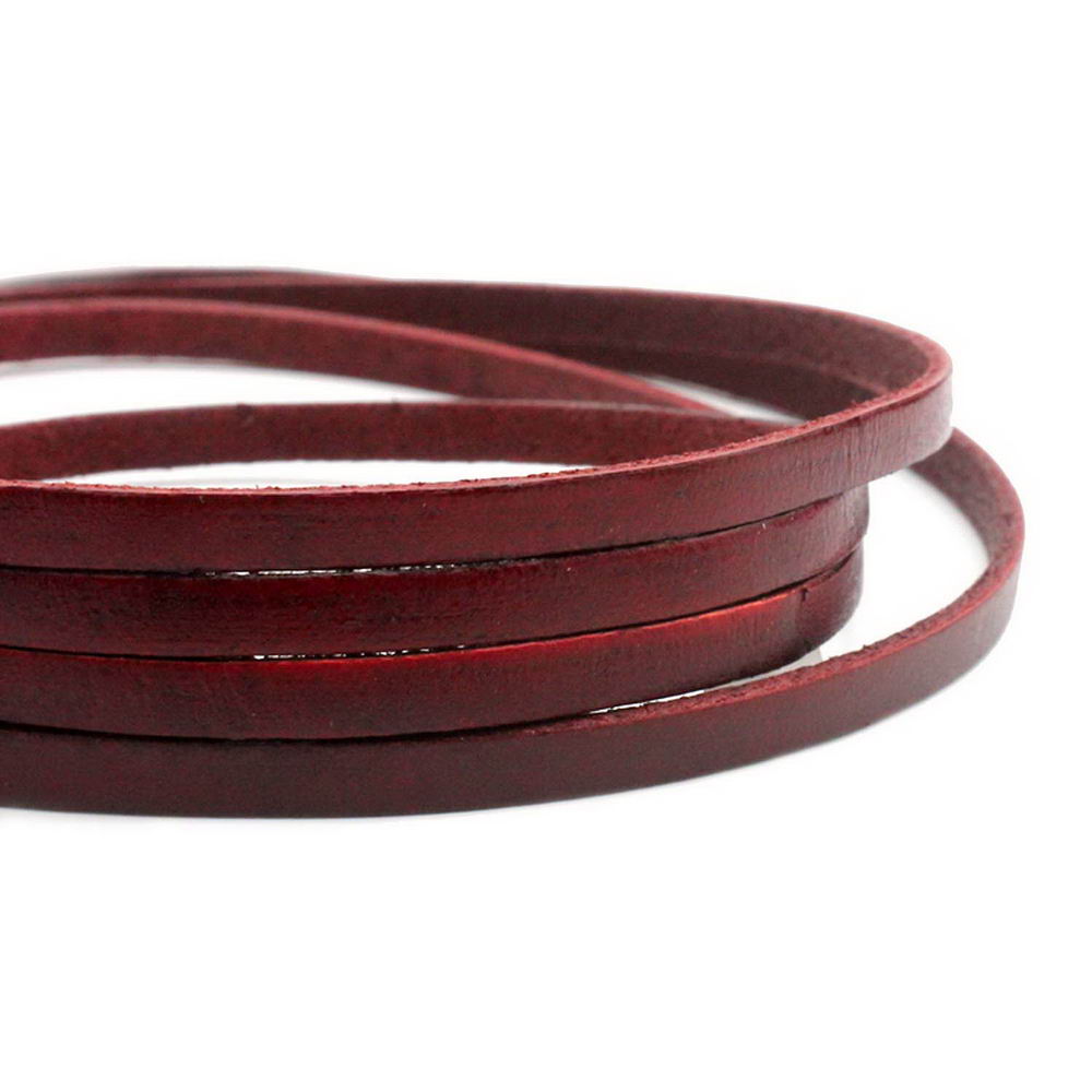 shapesbyX-5mm Flat Leather Cord 5x2mm Genuine Leather Strip Jewelry Making Distressed Red