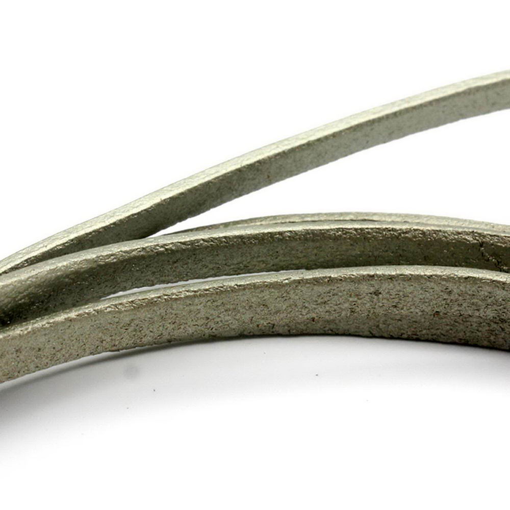 shapesbyX-5mm Flat Leather Cord 5x2mm Genuine Leather Strip Jewelry Making Metallic Olive Grains