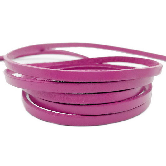 5mm Flat Leather Cord 5x2mm Genuine Leather Strip Jewelry Making Magenta