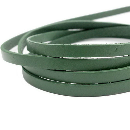 5mm Flat Leather Cord 5x2mm Genuine Leather Strip Jewelry Making Olive
