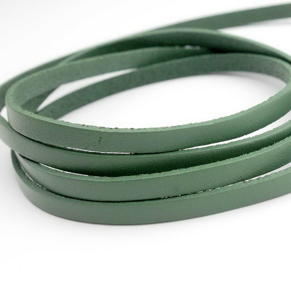 shapesbyX-5mm Flat Leather Cord 5x2mm Genuine Leather Strip Jewelry Making Olive