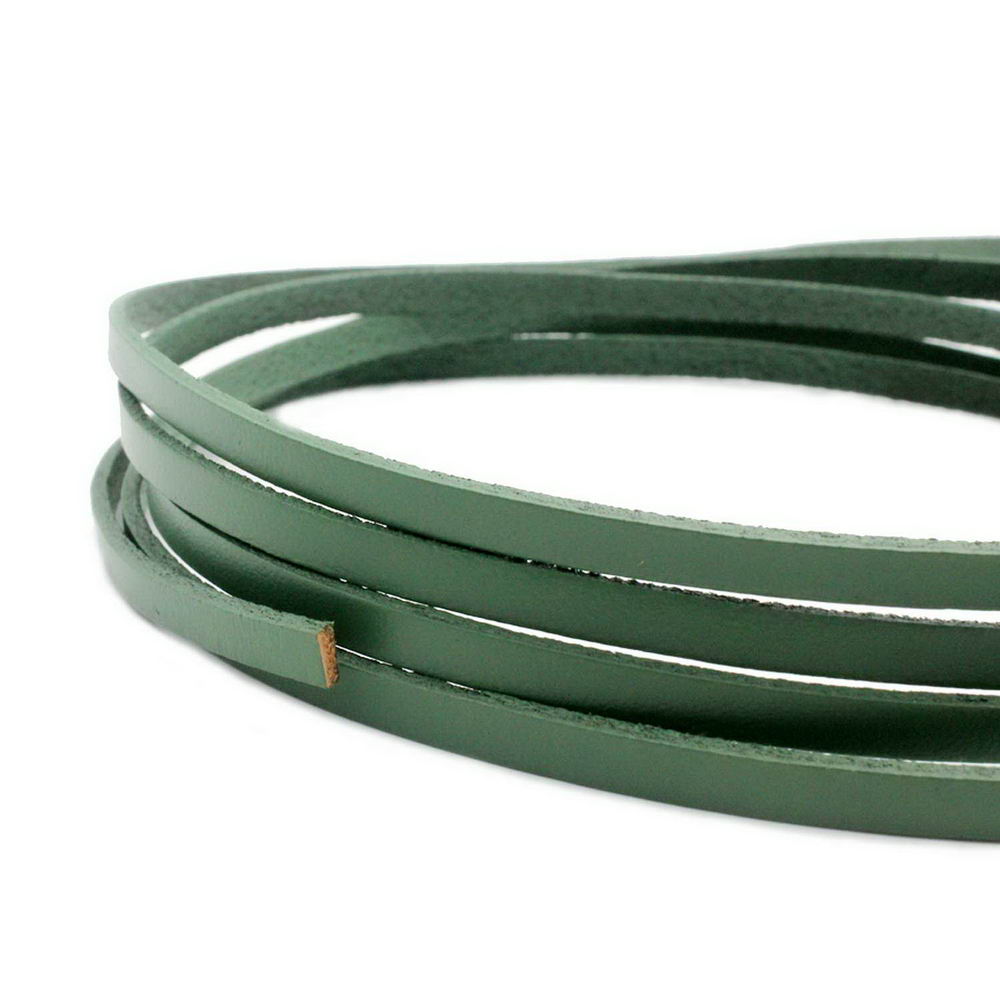 shapesbyX-5mm Flat Leather Cord 5x2mm Genuine Leather Strip Jewelry Making Olive
