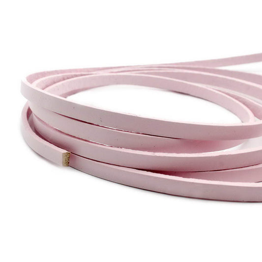5mm Flat Leather Cord 5x2mm Genuine Leather Strip Jewelry Making Baby Pink