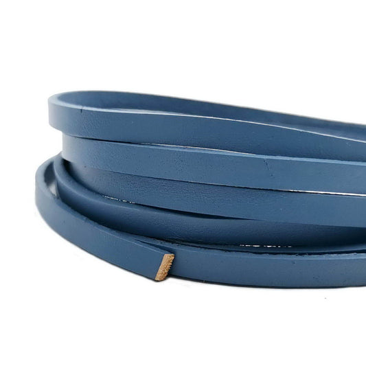 5mm Flat Leather Cord 5x2mm Genuine Leather Strip Jewelry Making Jean Blue