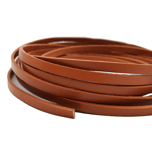 shapesbyX-5mm Flat Leather Cord 5x2mm Genuine Leather Strip Jewelry Making Brown