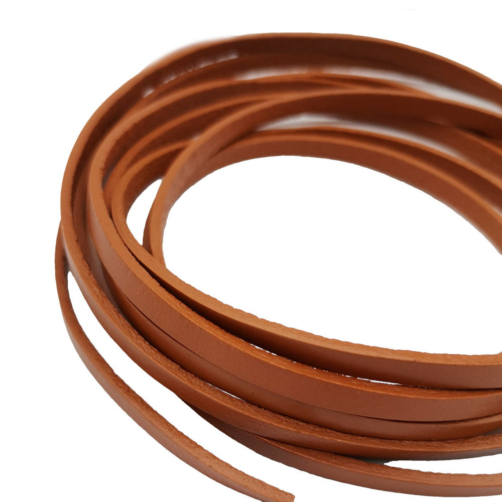 shapesbyX-5mm Flat Leather Cord 5x2mm Genuine Leather Strip Jewelry Making Brown