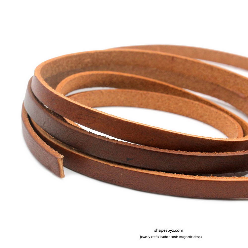 ShapesbyX-6x2mm cordons plats en cuir véritable bande de cuir 6mm fabrication de bijoux cravate 1 Yard rustique marron Crazy Horse