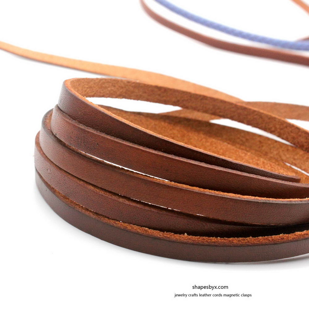 shapesbyX-6x2mm Flat Leather Cords Genuine Leather Strip 6mm Jewelry Making Tie 1 Yard Rustic Brown Crazy Horse