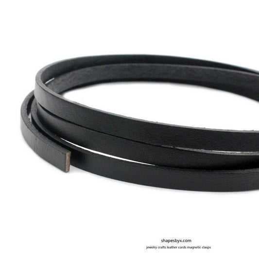 6x2mm Flat Leather Cords Genuine Leather Strip 6mm Jewelry Making Tie 1 Yard Black