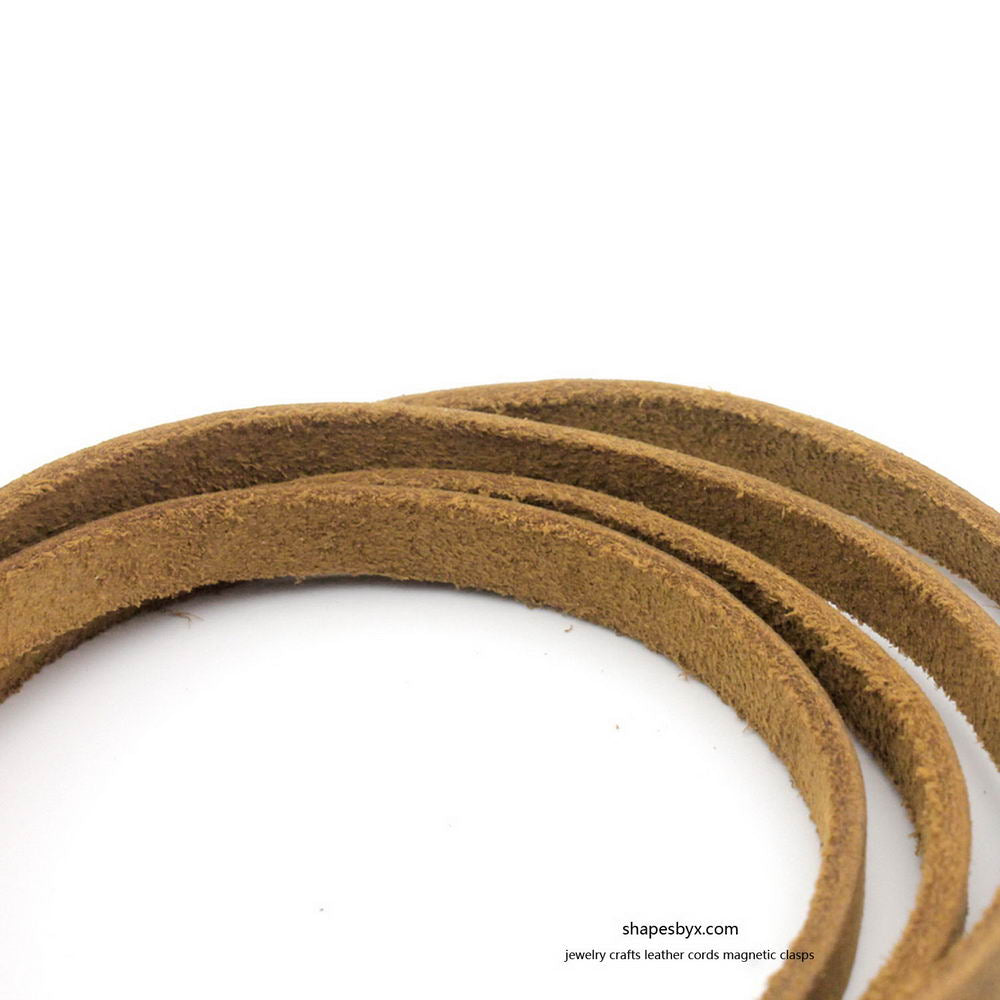ShapesbyX-Burnt Natürliche 6 x 2 mm flache Lederschnüre, Echtlederstreifen, 6 mm Schmuckherstellung, Krawatte