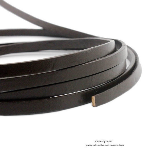 6x2mm Flat Leather Cords Genuine Leather Strip 6mm Jewelry Making Tie 1 Yard Dark Brown