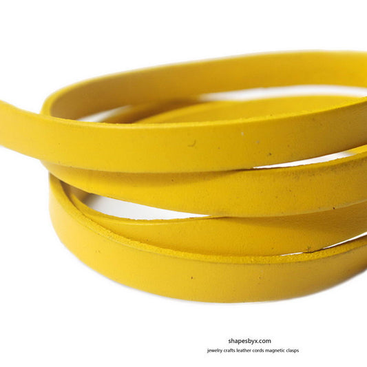Yellow 8x2mm Flat Leather Cords Genuine Leather Strip 8mm Jewelry Making