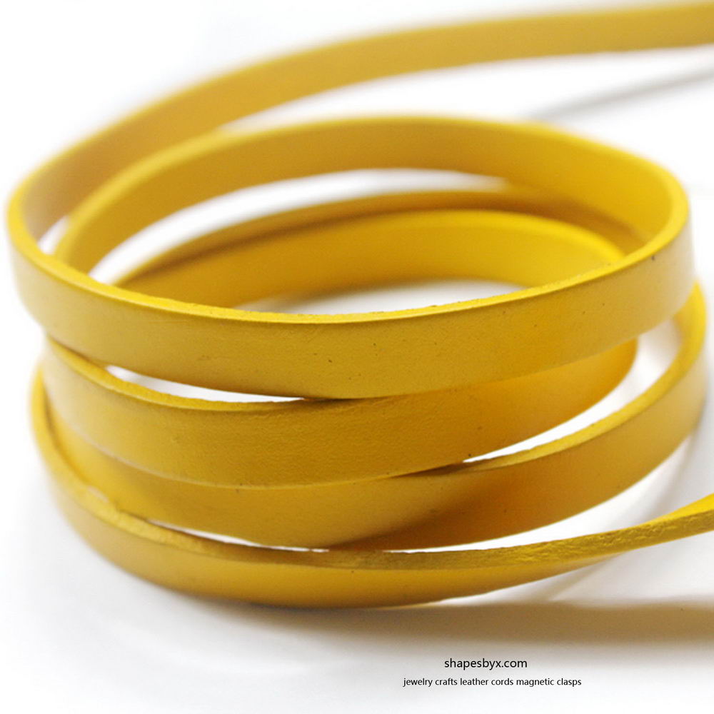 ShapesbyX-Yellow 8x2mm Flat Leather Cords Genuine Leather Strip 8mm Jewelry Making