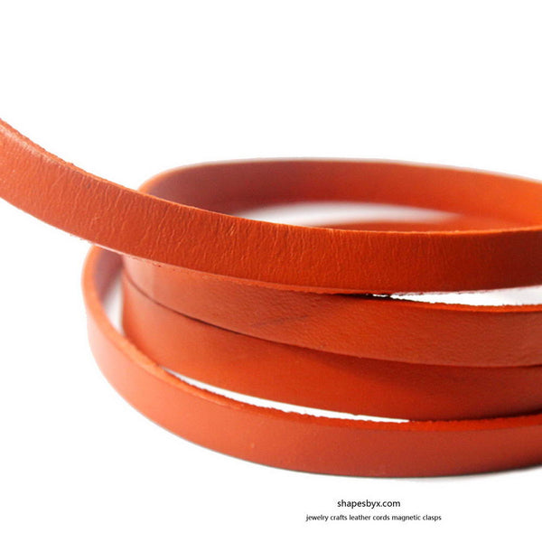 Orange 8x2mm Flat Leather Cords Genuine Leather Strip 8mm Jewelry Maki –  shapesbyX