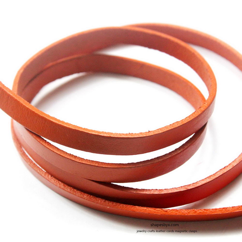 Orange 8x2mm Flat Leather Cords Genuine Leather Strip 8mm Jewelry Making