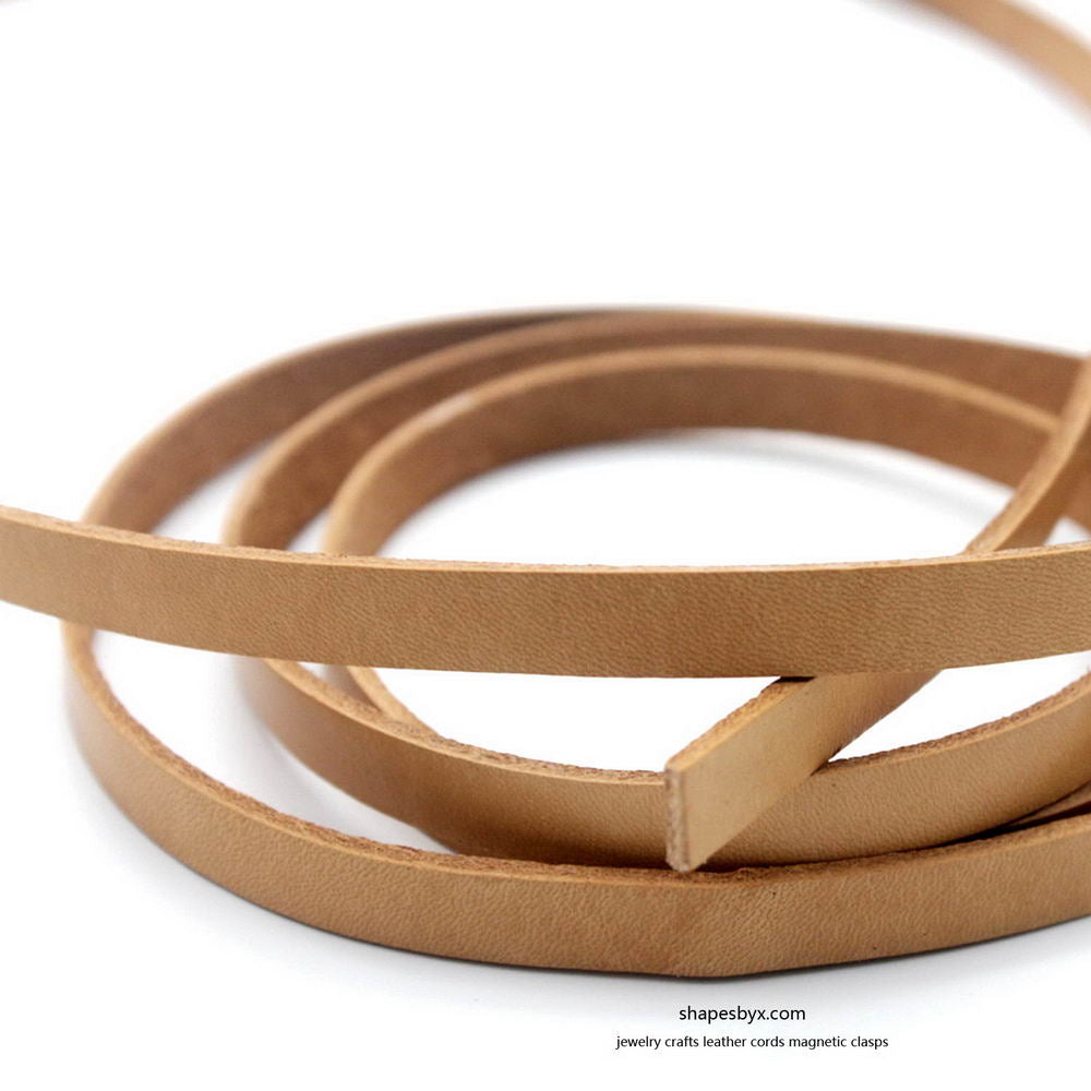 8mm Flat Leather Cord 8x2mm Leather Strip Genuine Leather Band Tan Natural