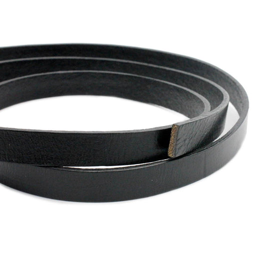 8mm Flat Leather Cord 8x2mm Leather Strip Genuine Leather Band Black