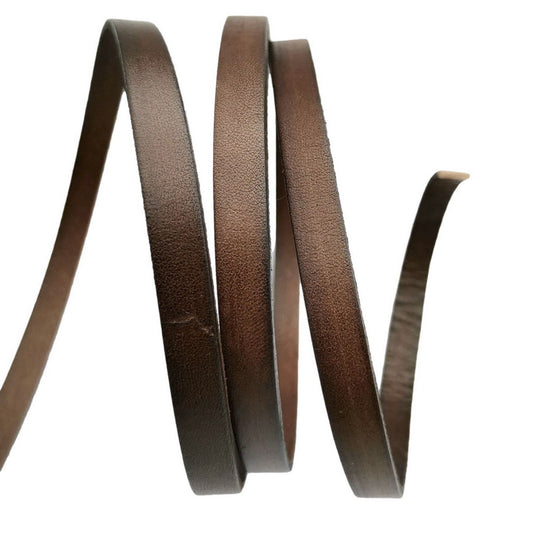 ShapesbyX-8 mm flaches Lederband, 8 x 2 mm Lederstreifen, echtes Lederband, Distressed Dark Brown
