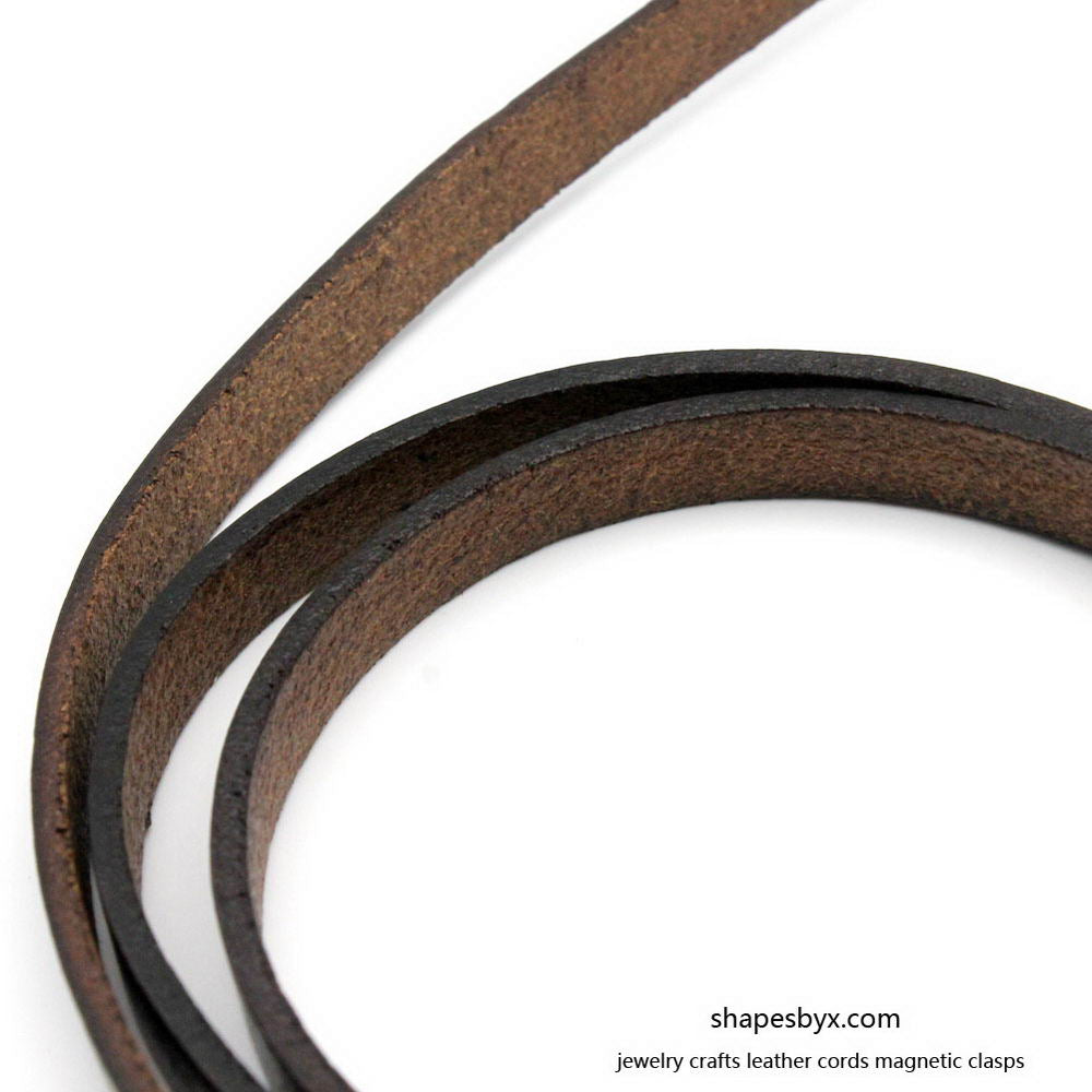 8mm Flat Leather Cord 8x2mm Leather Strip Genuine Leather Band Brown